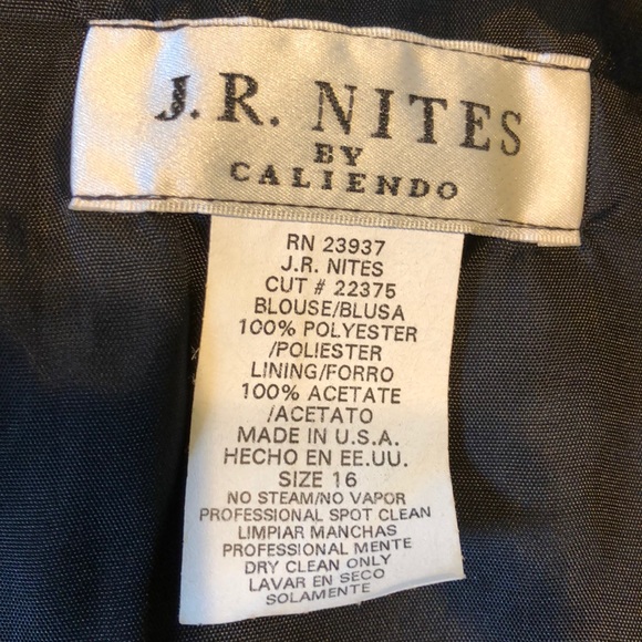 JR Nites Sleeveless Black Sheer Lined Beaded Blouse Top Scalloped Hem Size 16 - Picture 5 of 5